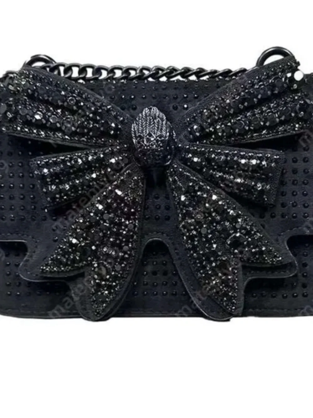 Black Embellished Bow Crossbody Bag